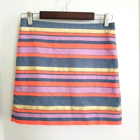 J. Crew Striped shimmery casual skirt mini Size 00 - Picture 11 of 11